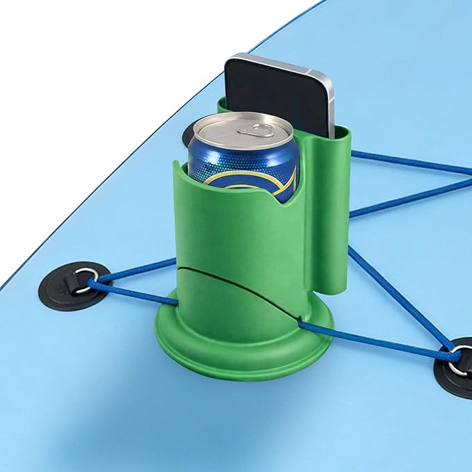 Premium 2-in-1 Paddle Board Cup Holder, Non-Slip Kayak Drink and Phone Holder with Secure Lock System, Universal Cup Holder for SUP, Boat, Surfboard, Canoes, Paddleboard Accessories (Green)