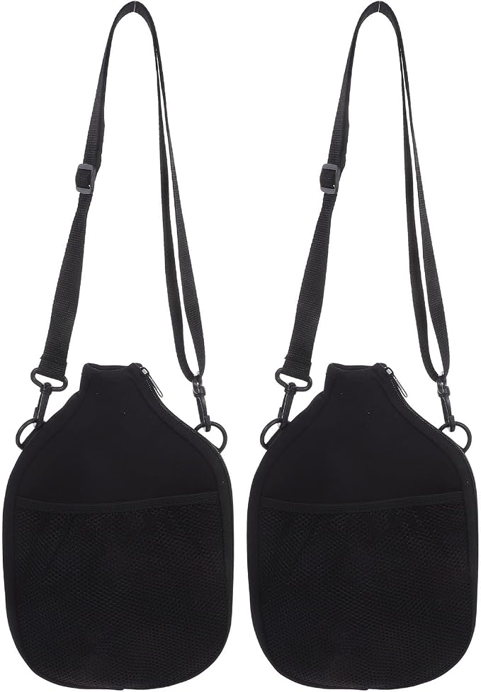2pcs Table Tennis Paddle Cover Bag with Waterproof Neoprene Material, Mesh Storage Pocket and Shoulder Strap, Wear-resistant and Easy to Carry, for Travel and Beach Outings
