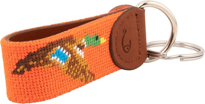 Leather Hand-Stitched Needlepoint Key Fob or Key Chain