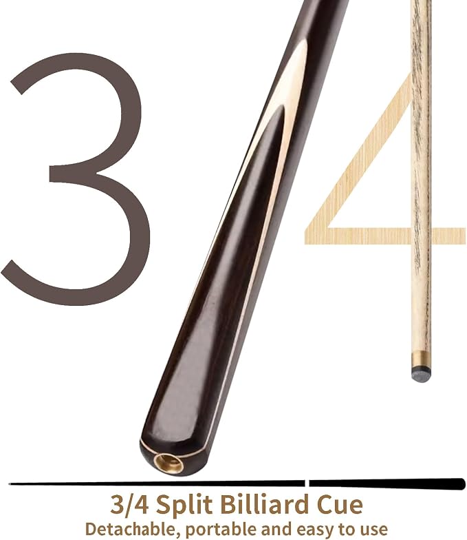 Handmade Wooden 3/4 Joint Pool Cue, 57" 19oz Dark Red Sandalwood and Maple Wood Billiard Cue with 10mm Tip, Extension Rod, Cue Case and Accessories, Complete Snooker Cue Set