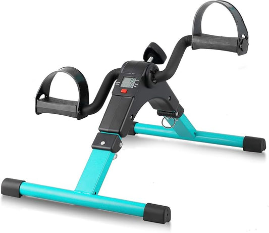 Folding Pedal Exerciser, Mini Under Desk Bike - Portable Foot Hand Cycle Peddler Machine Bicycle Exerciser for Arm Leg While Sitting