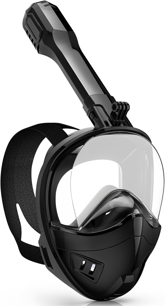 Full Face Snorkel Mask, Snorkeling Gear for Adults Kids with Latest Dry Top Breathing System and Detachable Camera Mount, with 180 Degree Panoramic View