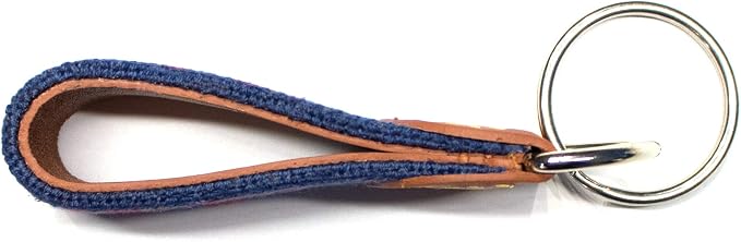 Leather Hand-Stitched Needlepoint Key Fob or Key Chain