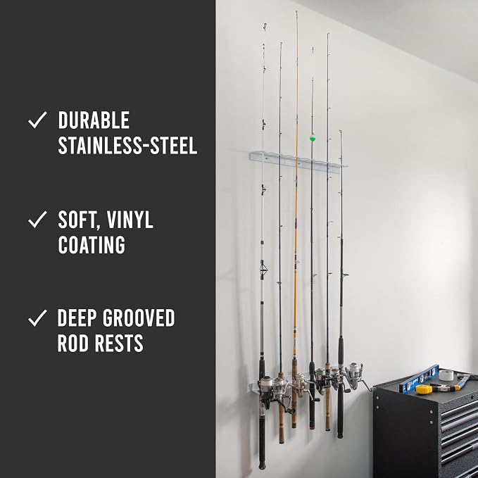 Coldcreek Outfitters Universal Fishing Rod Rack, Fishing Gear, Fishing Accessories, Rod Holder, Pole Storage, Wall Mount, Cieling Mount, 24" L x 3" W x 3" H