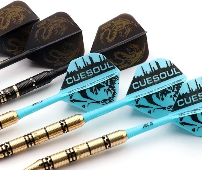 CUESOUL Jazz-Metal Luxury Steel Tip Darts Set 21g/24g/26g with AK5 Integrated Dart Flights