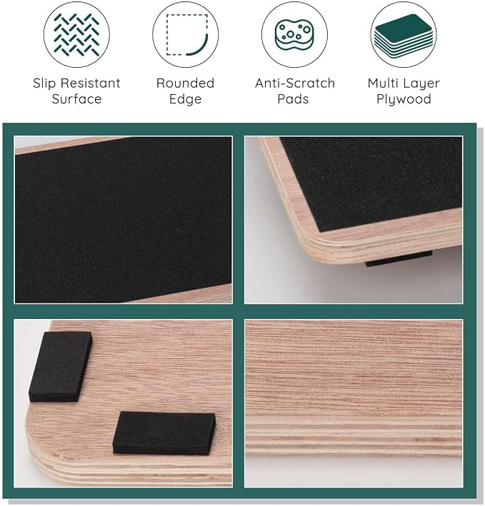 Wooden Wobble Board for Adults - Anti-Slip Balance Board for Stand-Desk Core Strength Therapy