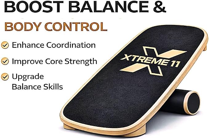Wooden Balance Board Trainer for Adults – Core Strength & Stability Trainer for Surf, Skateboard & Snowboard Training – Non-Slip Balance Board for Home Gym Fitness
