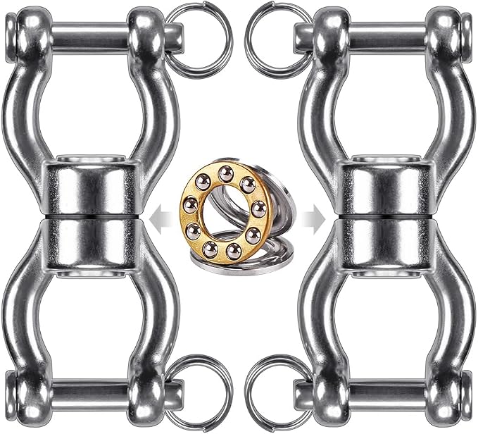 SELEWARE Silent Bearing Swing Swivel, 360° Rotational Device Hanging Accessory with Removeable Buckle for Tree Swing, Hammock Chair, Climbing Rope, Yoga, Kids Swing Swivel 1202LB Capacity