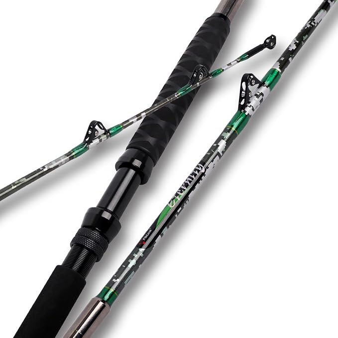 Fiblink 2-Piece Trolling Fishing Rod, Saltwater Roller Rod, Portable Big Game Rod(5’6”/6’/7’)