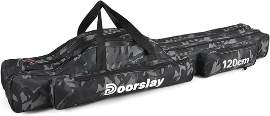 Fishing Rod Case Three Layers Fishing Rod Bag Oxford Portable Folding Fishing Pole Bag Outdoor Waterproof Tackle Storage Travel Bags Carry Organizer for Fishing Camping Hiking