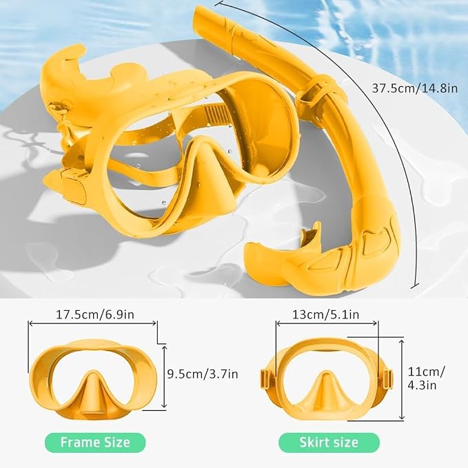 2 Sets Snorkeling Gear for Adults, Snorkel Set Adult Panoramic View, Anti-Leak Anti-Fog Scuba Diving Mask with Mesh Bag, for Portable Professional Diving Snorkeling Set