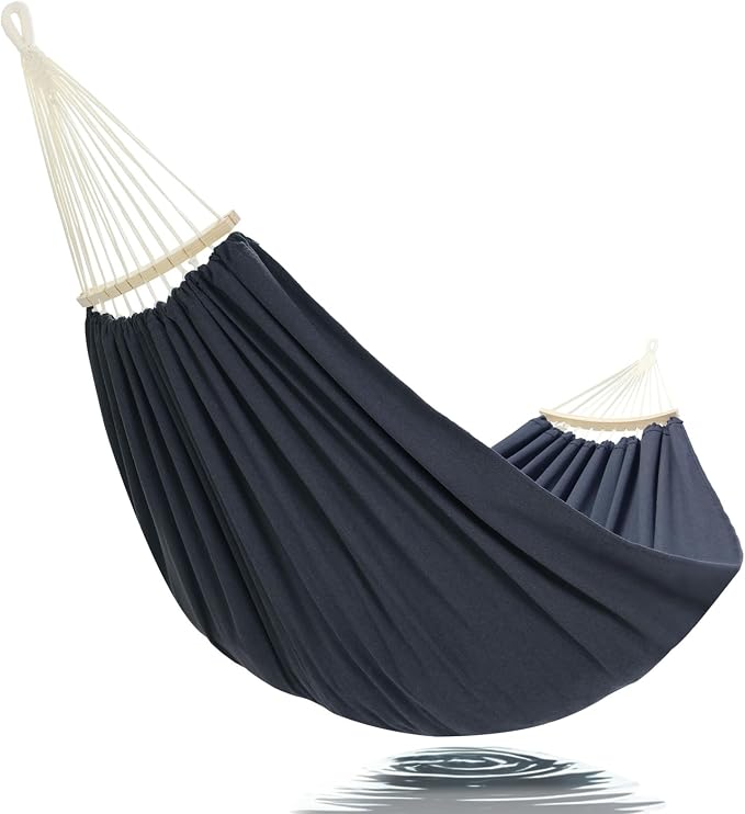 GOCAN Double Hammock 2 Person Extra Large 220x150cm Total Length 330cm Load 500lb Canvas Cotton Hammock for Patio Porch Garden Backyard Lounging Outdoor and Indoor with Removable Spreader bar