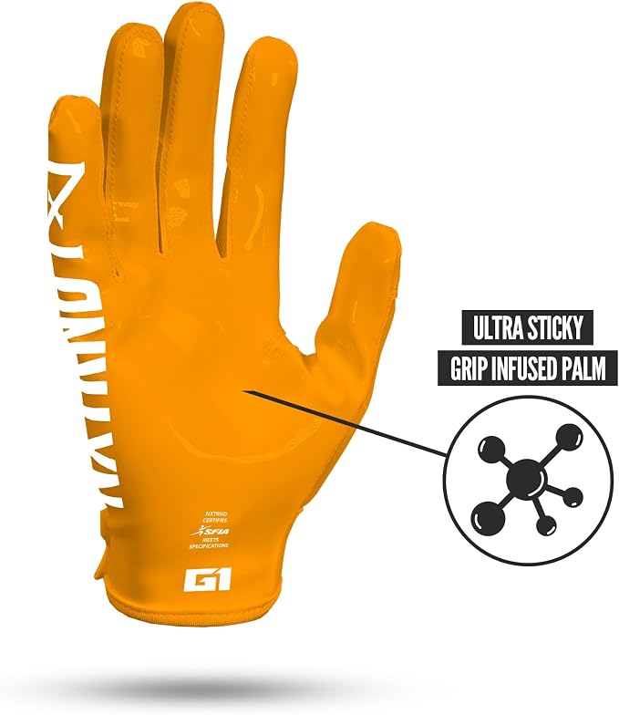 Nxtrnd G1 Pro Men's Football Gloves, Adult Sticky Receiver Gloves