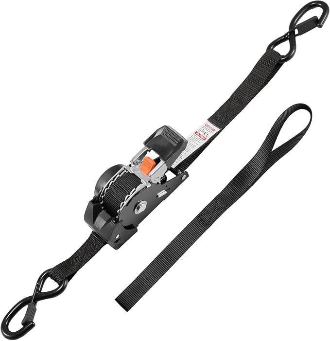 VEVOR Retractable Ratchet Straps, 1 in x 6 ft, Tie Down Straps with S Hooks, 1200 lbs Break Strength, 4 Soft Loops, Tie Down Ratcheting for Moving, Trailers, Motorcycles, Kayaks, Car Roof, 4 Pack