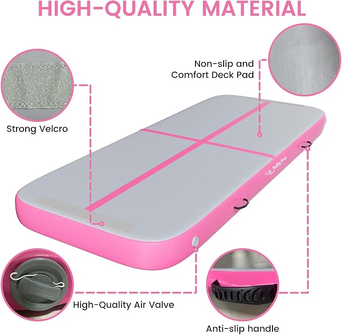 Inflatable Gymnastics Mat 6.6ft/10ft Air Tumble Track Training Mat 4/8 inches Thick Tumbling mat with Electric Pump for Home Use/Tumble/Gym/Training/Cheerleading/Water/Yoga