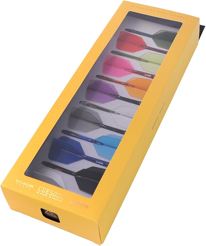 CUESOUL ROST 77 Integrated Dart Shaft and Flight Big Wing/Standard Shape Colour Collection Pack of 12 pcs