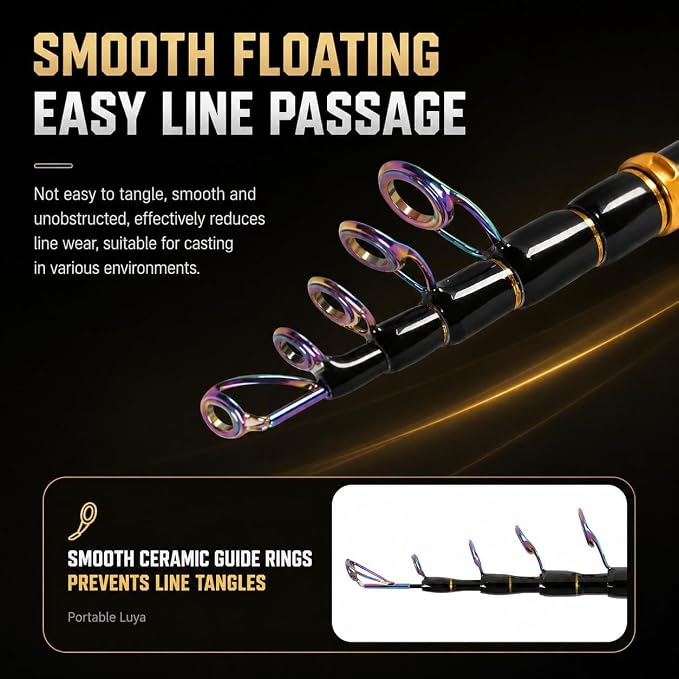 Telescoping Fishing Rod and Reel Combo with Spinning Reel, Travel Bag, Complete Starter Kit for Freshwater and Saltwater