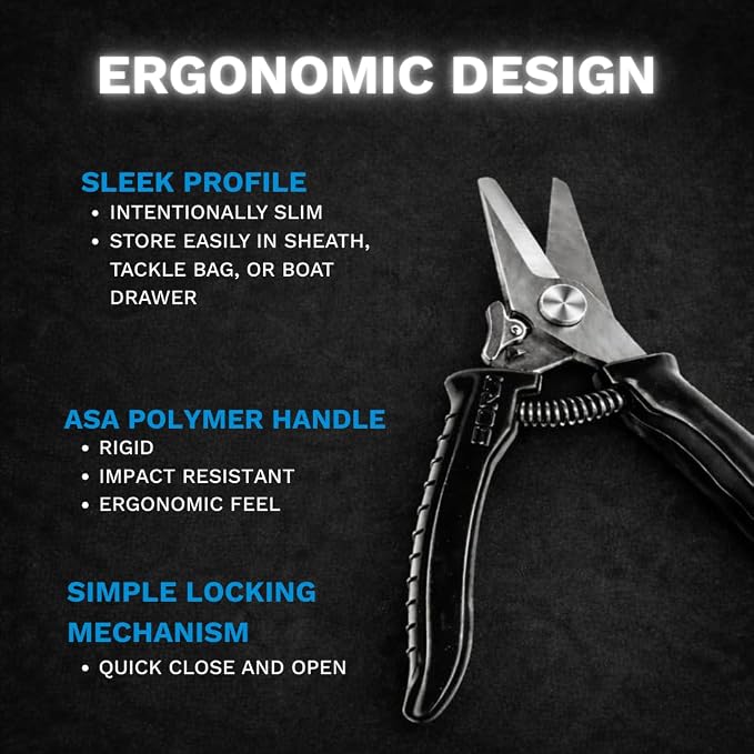 SORD Fishing Scissors - Pro Shears for Monofilament & Fluorocarbon Fishing Line Cutter - Mono Nippers - Titanium Coated 420 Stainless Steel
