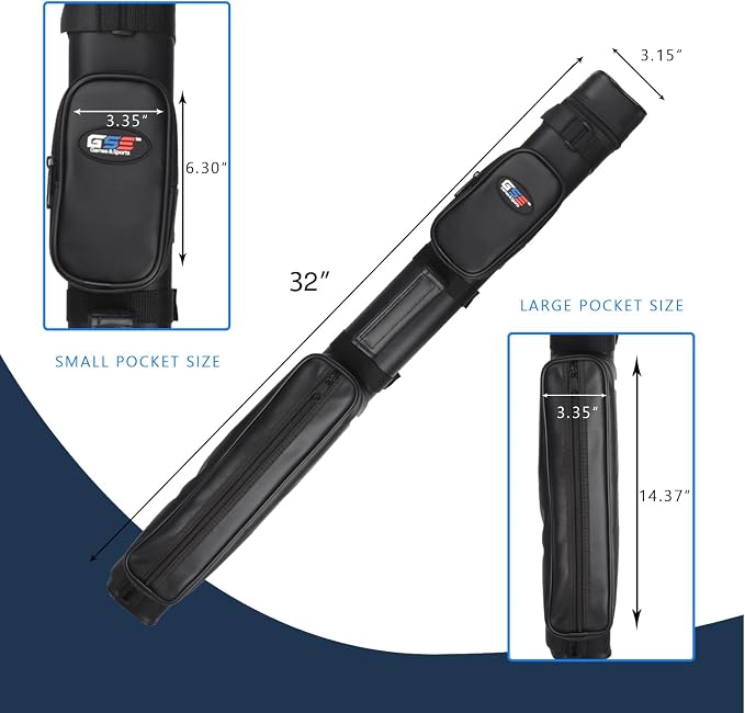 GSE Games & Sports Expert 2x2 Deluxe Hard Billiard Pool Cue Stick Carrying Case, Billiard Cue Case, Billiards Accessories (Several Colors Available)