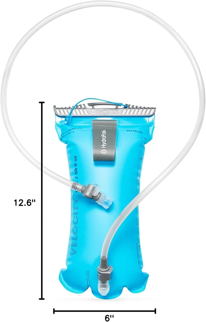 HydraPak Velocity Hydration Reservoir (1.5L, 2L, 3L), Ultralight Water Bladder, Self-Sealing Bite Valve, Leak Proof, Reversible, Dishwasher Safe
