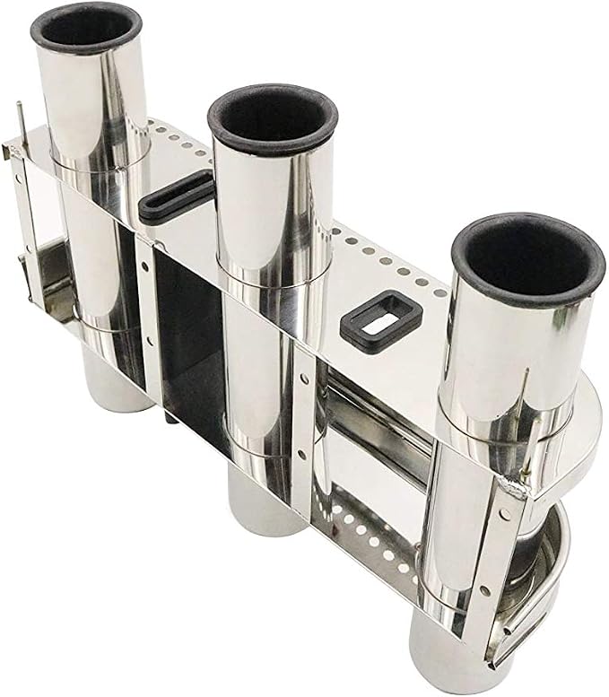 Haida 3 Tube Fishing Rod Holder & Boat Organizer Rod Rack Stainless Steel Fishing Rod Bracket Tube-linked Fishing Accessories Fishing Lovers' Gifts