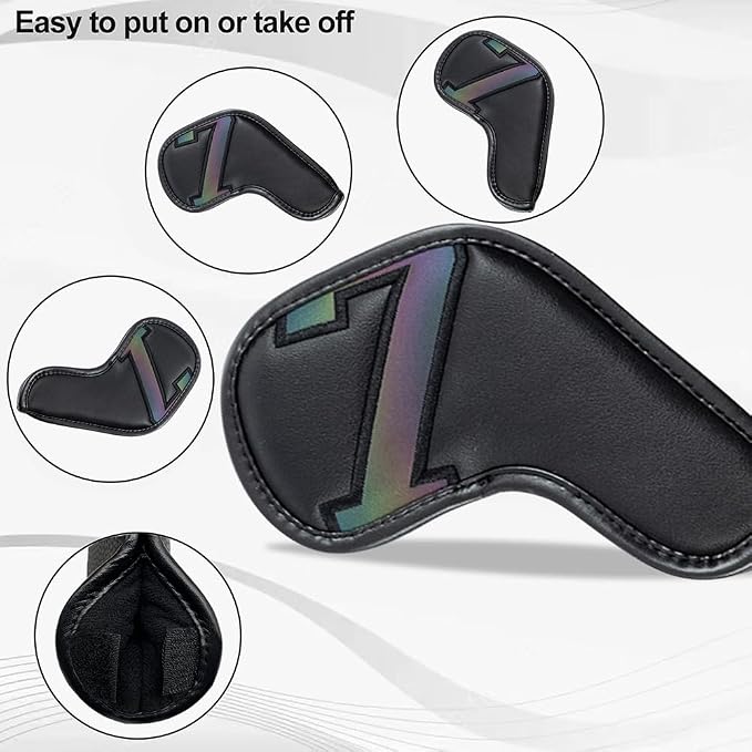 Golf 10pcs/12pcs Thick Synthetic Leather Golf Iron Head Covers Set Headcover Fit All Brands