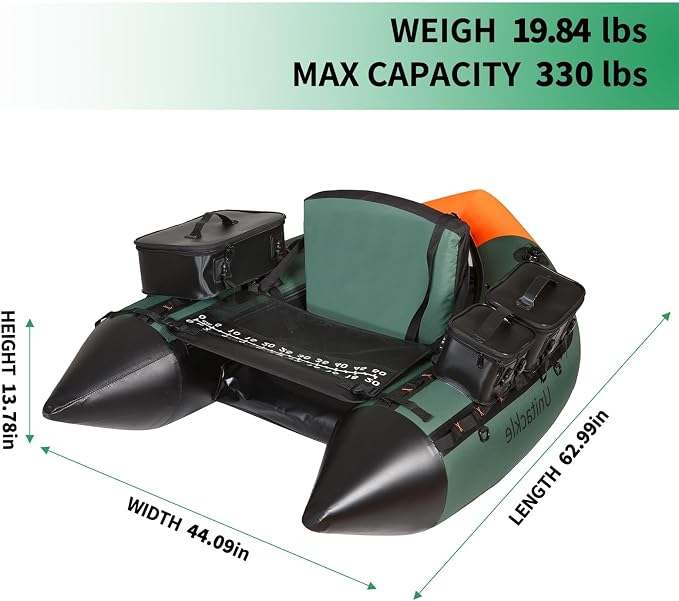 Inflatable Float Tube, with Paddles, Fish Ruler, Air Pump, Adjustable Shoulder Straps, Weight Capacity of 286 pounds, Suitable for Adults Fishing in Rivers and Lakes