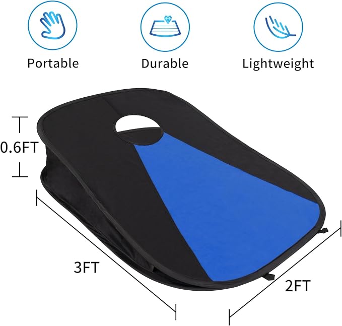 Portable Cornhole Set PVC Framed Corn Holes Outdoor Game Set with 2 Cornhole Boards, 8 Cornhole Bean Bags and Carrying Case, Camping Games Indoor Outdoor for Adults, Travel Camping Accessory