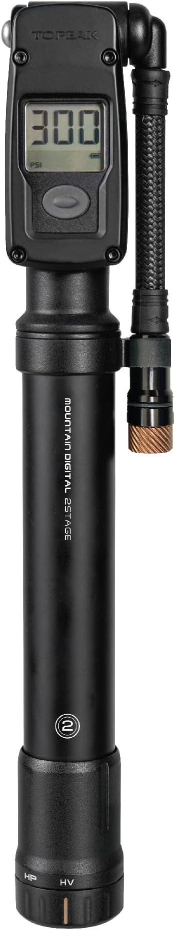 Topeak Mountain Digital 2Stage Bike Pump – Dual-Mode High-Pressure/High-Volume Shock Pump with Digital Gauge, SmartHead ThreadLock & Pressure-Rite Valve System | frame-mount-bike-pumps