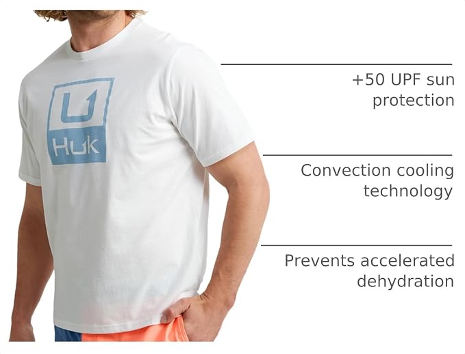 HUK Mens Performance Fishing Logo Tee, Short Sleeve T-Shirt for Men