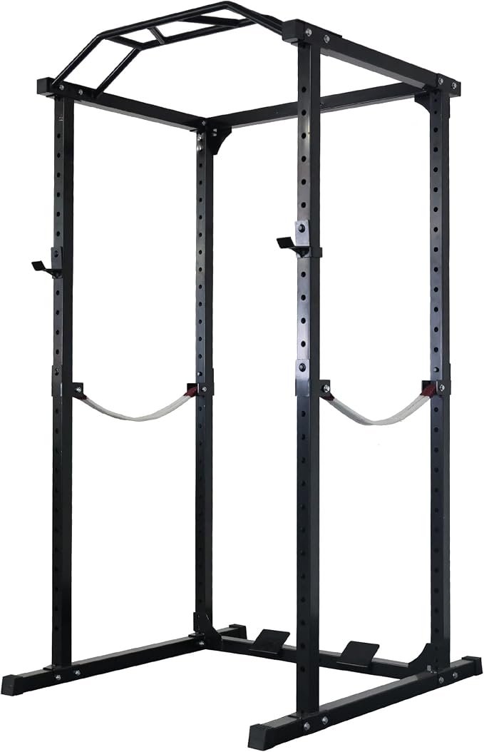 Fitvids Multiple Specifications Power Cage Squat Rack, Includes J-Hooks and Safety Straps, Other Optional Accessories