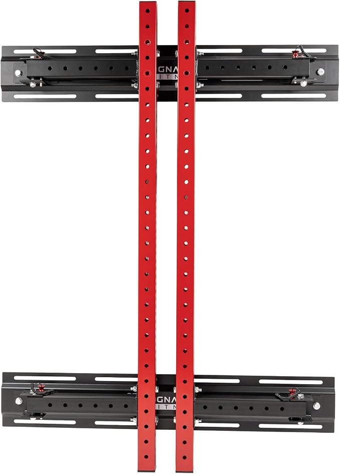 Fitvids Wall Mounted Power Rack Squat Stand, 1000 Pound Capacity for Home and Garage Gym with J-Hooks,Squat Lever Arm, Multiple Size and Colors