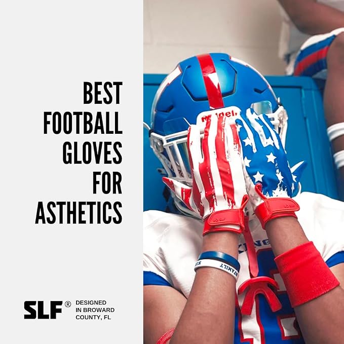 SLEEFS Football Receiver Gloves [1 Pair] - No Slip, Crazy Sticky Silicone Grip - Youth and Adult Sizes