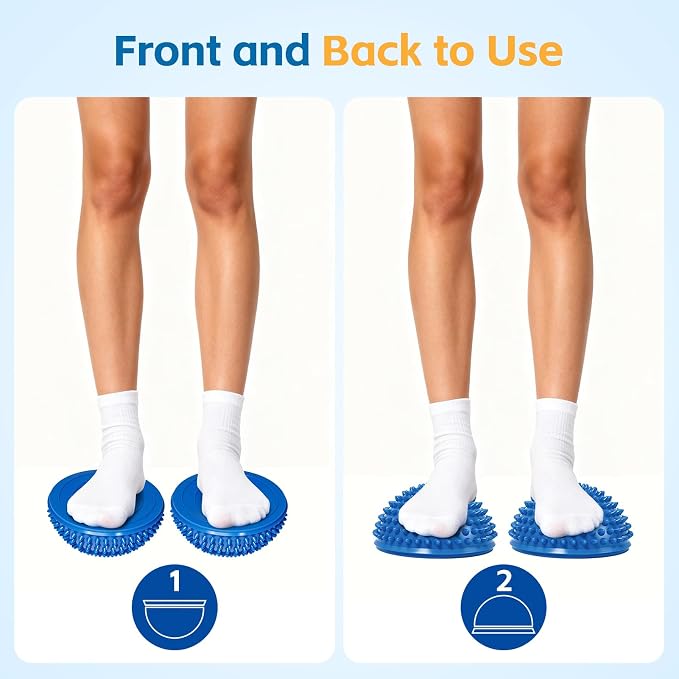 Wobble Cushion Set for Sensory Kids and Balance Training - Disc Plus 4 Pods, Board With Pump, Inflatable Stepping Pads for Adults
