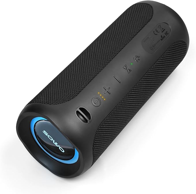 Wireless Waterproof Bluetooth Speaker - Portable Speaker Loud with Built-in Subwoofer and Tweeter, Extra Bass, Stereo Sound, IP67, Colorful Lights for Party, Outdoor, Camping - Black | Extra Bass, Stereo Sound, IP67 Waterproof and Dustproof, Colorful L...