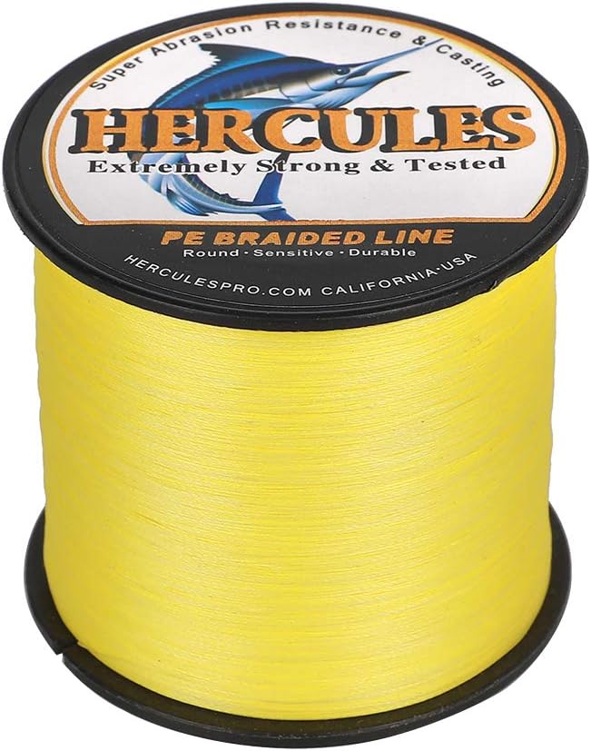 HERCULES Cost-Effective Super Cast 8 Strands Braided Fishing Line 10LB to 300LB Test for Salt-Water,109/328/547/1094 Yards(100M/300M/500M/1000M),Diam.#0.12MM-1.2MM,Hi-Grade Performance,Variety Colors