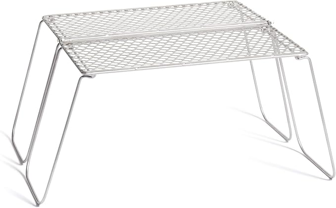 Vargo Titanium Bifold Foldable Campfire Grill - Portable Titanium Grill Surface with Legs - 60+ Square Inch Cooking Surface for Backpackers and Campers