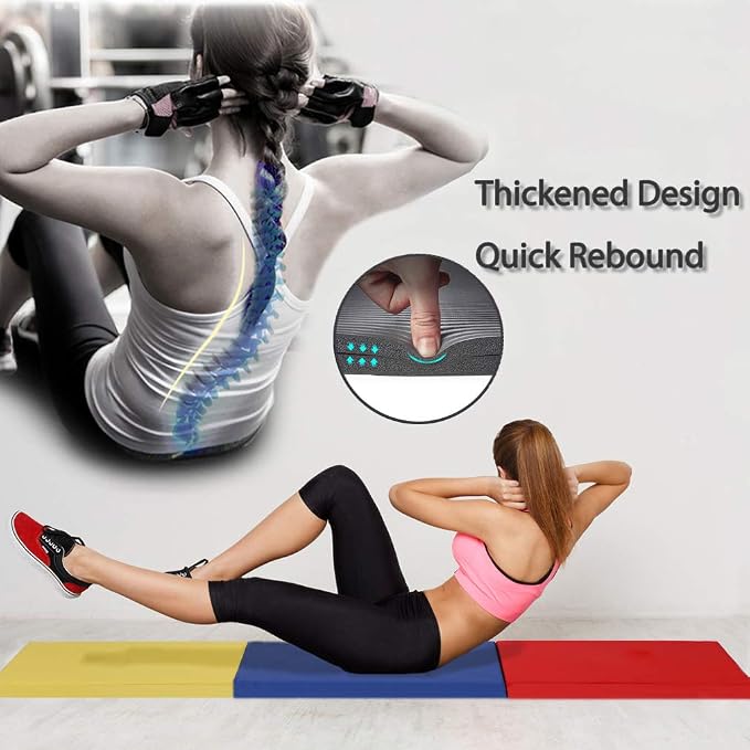 Gymnastics Tumbling Mats Portable Gymnastics Mat Folding Tumbling Mat Thick Yoga Mat Exercise Mat with Carrying Handles for home Workout outdoor Yoga Gymnastic
