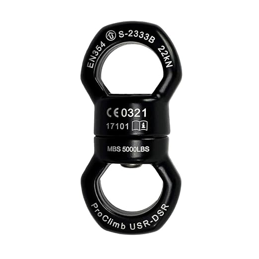 22kN Micro Rotator Climbing Rope Swivel Device Spinner 6700lb Breaking Strength for Rock Climbing Arborist Backyard Swing Aerial Dance Dog Leash Connector CE Certified