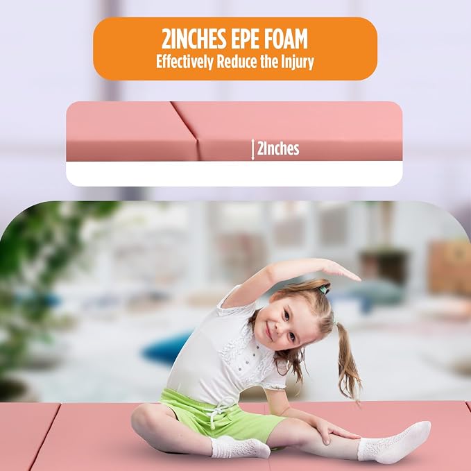 Gymnastics Mats Foldable Tumbling Mats Portable Gymnastics Exercise Mat Thick Gymnastics Tumbling Mats Pad Home Exercise Panel Mat With Carrying Handles