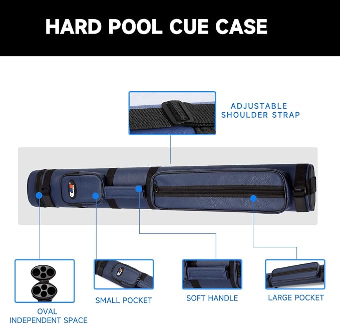 GSE Games & Sports Expert 2x2 Deluxe Hard Billiard Pool Cue Stick Carrying Case, Billiard Cue Case, Billiards Accessories (Several Colors Available)
