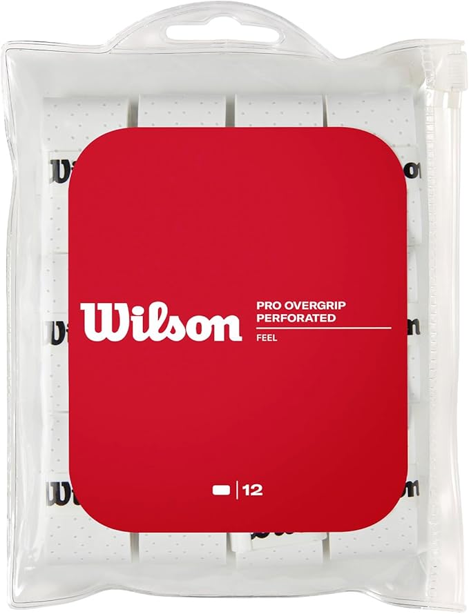 WILSON Sporting Goods Perforated Pro Tennis Racquet Overgrip, White, 3-Pack (WRZ4005WH)