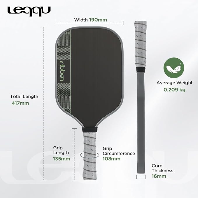 Carbon Fiber Pickleball Paddle, T700 Raw Carbon Fiber Surface, 16mm Polymer Honeycomb Core, Lightweight Durable Pickleball Racket, Ultimate Power & Spin for Men Women