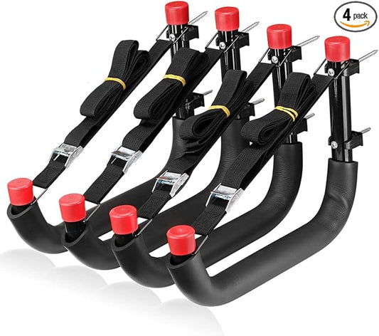 Heavy Duty Garage Storage Hooks, 13 Inch Arm Large Wall Mount Hanger with EVA Protector, Garage Racks & Organizer for Ladders, Folding Chairs, Kayak, Surfboard, Garden Tool