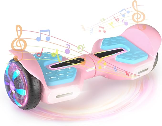 SIMATE 6.5" Scooter, Bluetooth Music Speaker and LED Light, Top 8.5mph & 8.5 Miles Range Power by Dual 250W Motor, Gifts for Kids Adults Boys, for All Ages