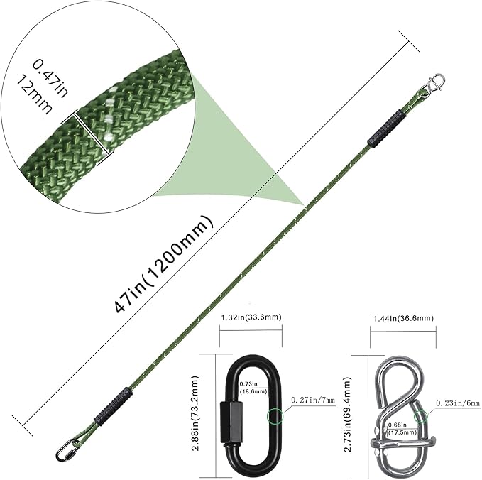 Heavy Duty Tree Swing Rope Adjustable Extendable, Hammock Tree Swings Hanging Strap, for Outdoor Swings Hammock Playground Set Accessories，3.91ft(47") 1 Pcs Green