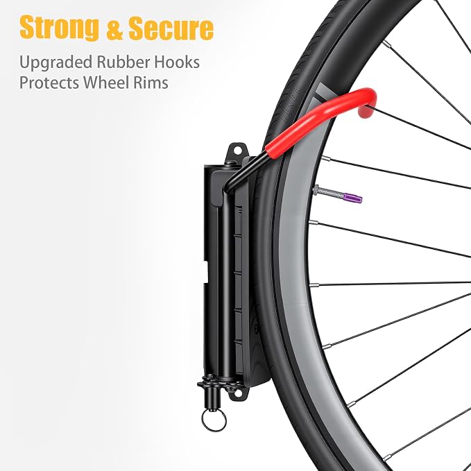 Favoto Swivel Bike Wall Mount (4 Pack) - Family Bike Storage System for Garage, Vertical Bicycle Hanger Fleet, Heavy Duty Space-Saving Wall Hooks for Multiple Bikes, Holds up to 66 lbs Each