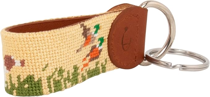 Leather Hand-Stitched Needlepoint Key Fob or Key Chain