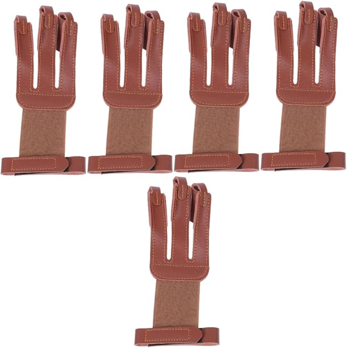 Yardwe 2 Pcs Finger Guard Archery Leather Gloves Cow Leather Archery Finger Leather Archery Gloves Archery