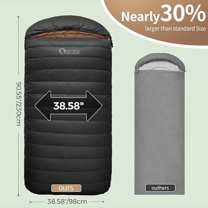 XL Sleeping Bag-600 Fill Power Down Sleeping Bag for Adults, Ultralight Ideal for Backpacking, Camping, Hiking